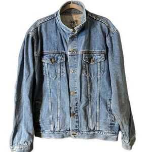 Vintage Denver Hayes Blue Denim Jean Jacket Coastal Cowgirl Sz 48 Tall XXL